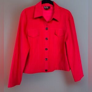 R&K Originals Long Sleeve Button Up Soft Denim Red Jacket Collar Pockets 12